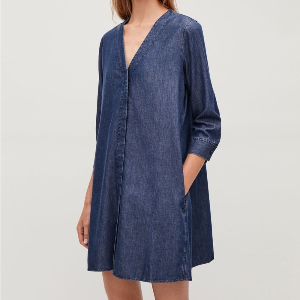 COS VNeck Denim Dress Relaxed Fit Women's Size 2